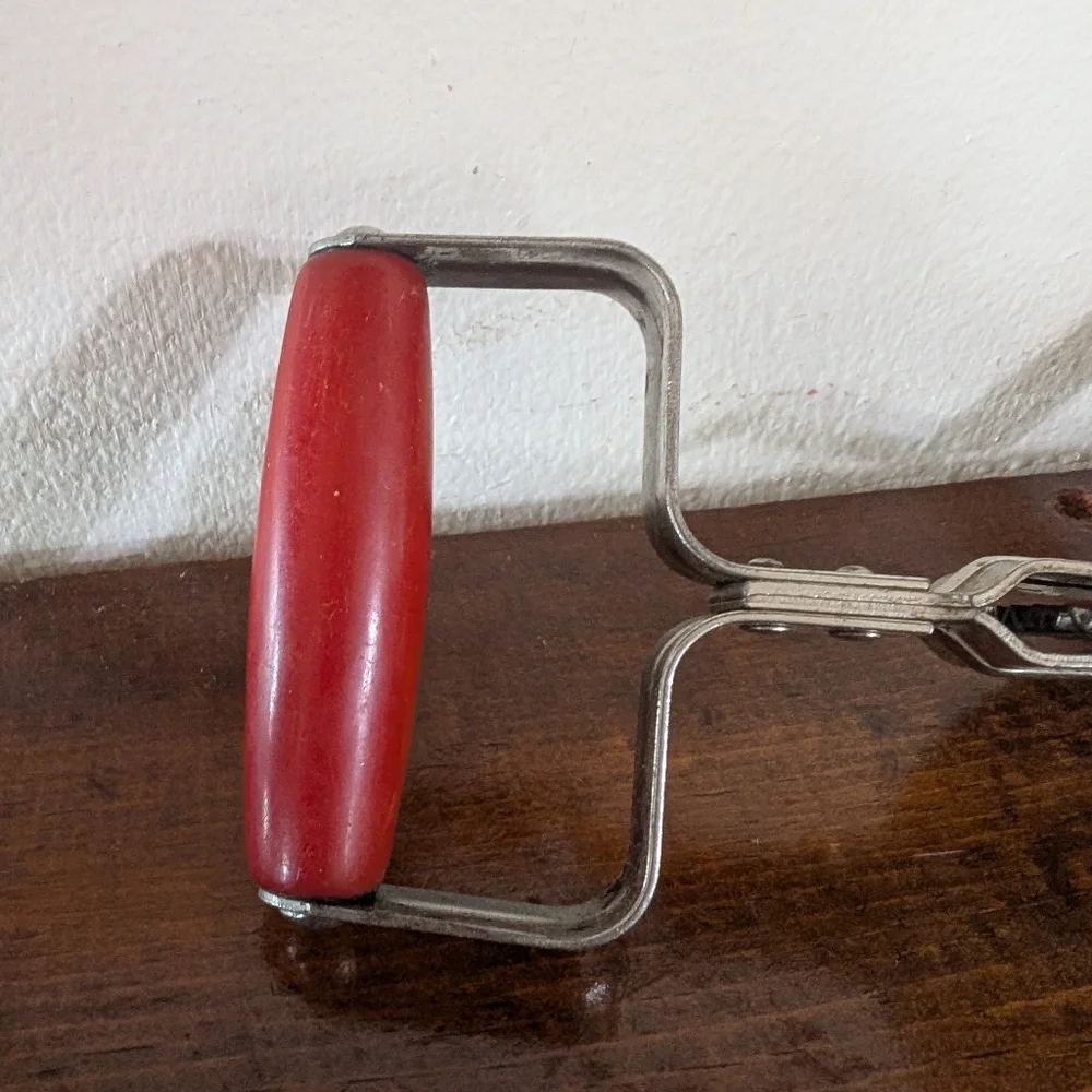 Antique Primitive Kitchenware Lot 1920s 40s Red Handle Utensils & T-Corkscrew